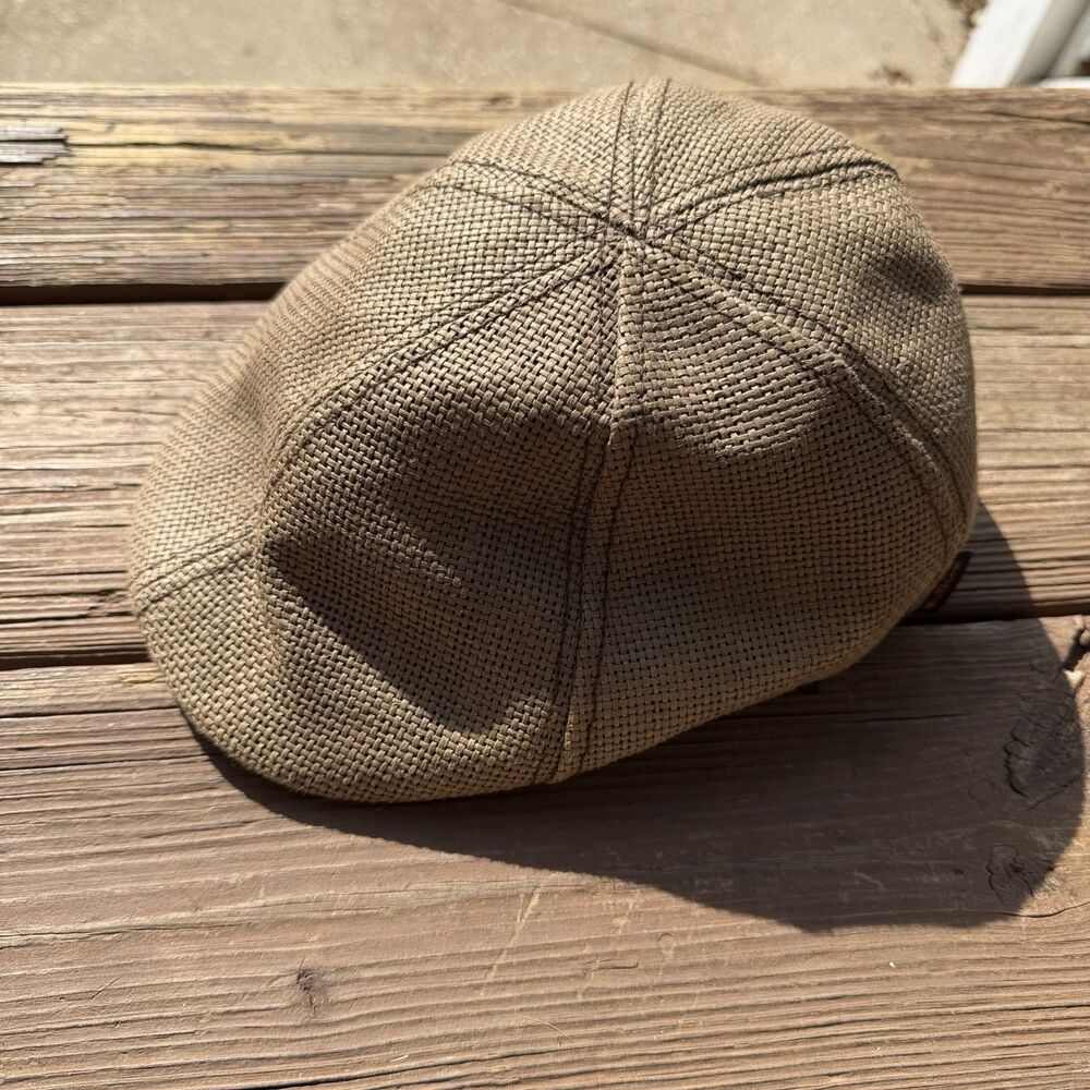 Ben Sherman Paper Straw Newsboy Cap Flat Ivy Hat Tan Beige Size L/XL
